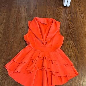 VENUS Vibrant Orange Ruffled Formal Top